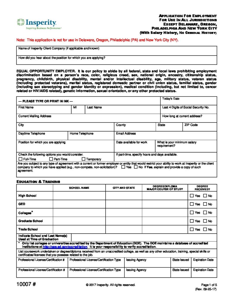 Titanium Industries job application form (PDF)